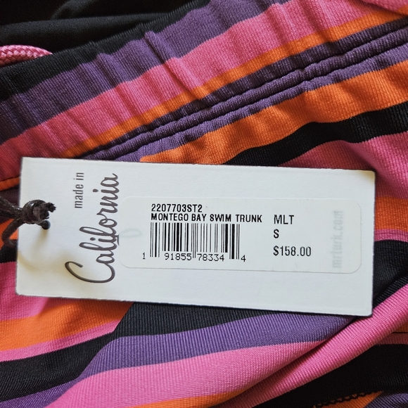 Mr. Turk Montego Bay Swim Trunk Multicolor Stripes Size Small - Picture 8 of 14